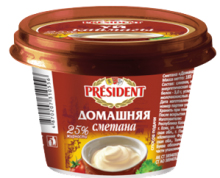 President sour cream, 25%, 185 g