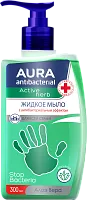 Aura antibacterial liquid soap, aloe, 300 ml