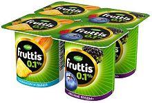 Fruttis yogurt, 0.1%, pineapple and melon, forest berries (4 in 1), 440 g