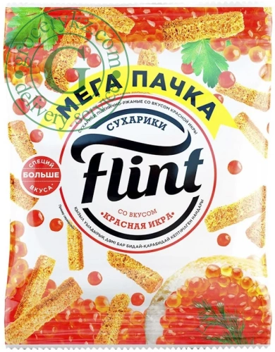 Flint croutons, wheat and rye, red caviar, 100 g
