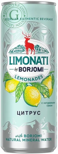 Borjomi sparkling water with citrus juice, 0.33 l
