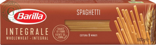 Barilla wholewheat spaghetti pasta, 500 g