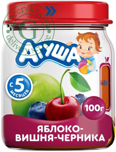 Agusha baby puree, apple, cherry and blueberry, 100 g