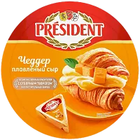 President spreadable cheese in triangles, cheddar, 140 g