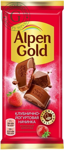 Alpen Gold chocolate with strawberries and yogurt, 85 g