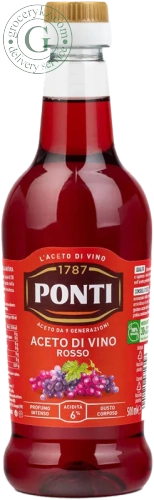 Ponti red wine vinegar, 500 ml