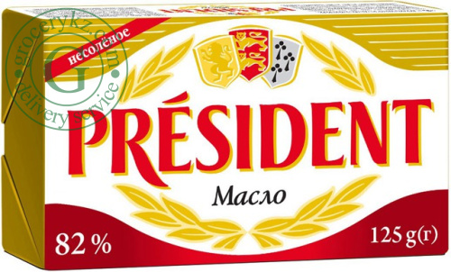 President unsalted butter, 82%, 125 g