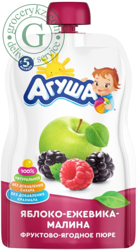 Agusha baby puree, apple, blackberry, raspberry, 90 g