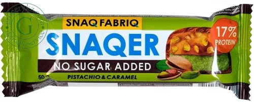 Snaqer protein bar, pistachio & caramel, 50 g