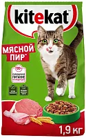 Kitekat dry cat food, meat feast, 1900 g