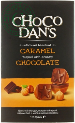 Choco Dan's chocolate candies with hazelnuts and caramel, 125 g