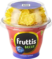 Fruttis Break yogurt with corn flakes, raspberries and blueberries, 175 g