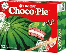 Orion Choco Pie (12 in 1), watermelon, 360 g