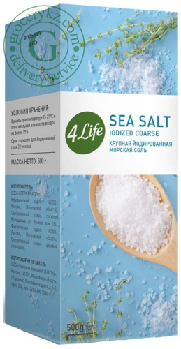 4 life sea salt, iodized coarse, 500 g