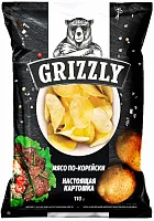 Grizzly potato chips, Korean meat, 110 g