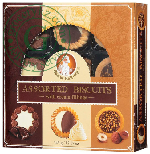 Santa Bakery assorted biscuits with cream fillings, 345 g