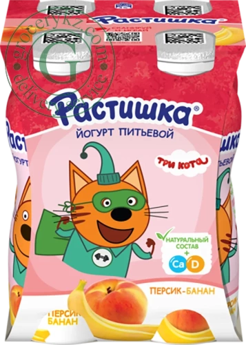 Rastishka yogurt, drinking, peach and banana, 1.6%, 360 g