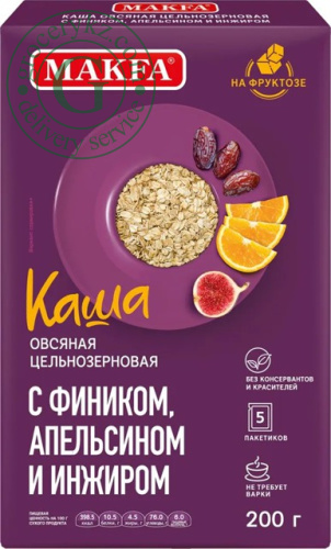 Makfa wholegrain oat flakes, dates, oranges and figs, 200 g