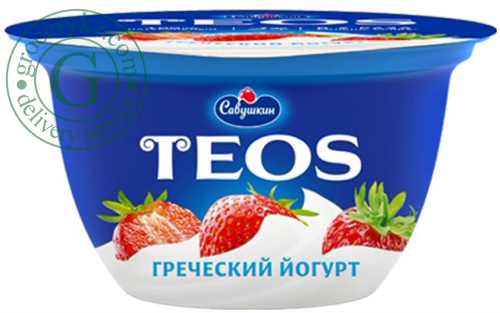 TEOS greek yogurt, strawberry, 2%, 140 g