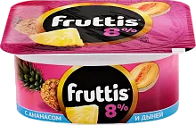 Fruttis yogurt, 8%, pineapple and melon, 115 g