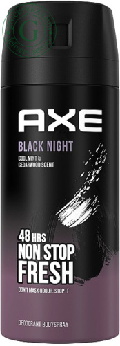 Axe men deodorant, black night, spray, 150 ml