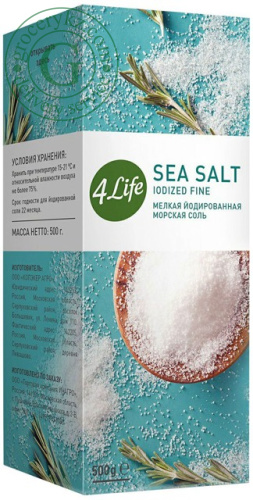4 life sea salt, iodized fine, 500 g