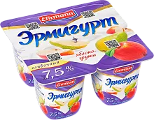 Ermigurt yogurt, apple and pear, 7.5%, 4 in 1, 400 g