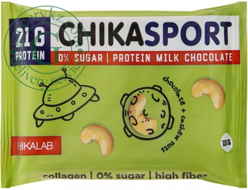 Chikasport protein milk chocolate, cashew, 100 g