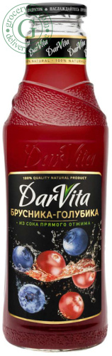 Darvita lingonberry and blueberry juice, 0.75 l