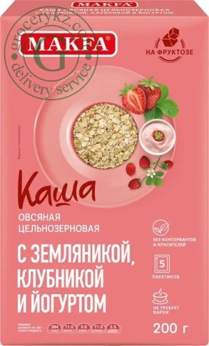Makfa wholegrain oat flakes, strawberry and yoghurt, 200 g