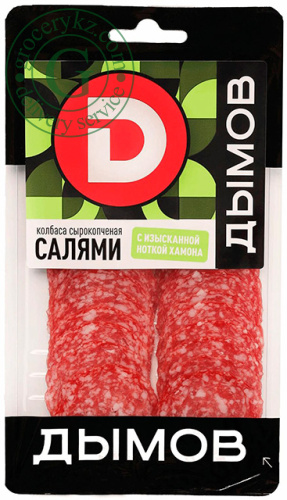 Dymov Salami cured sausage with pieces of jamon, sliced, 90 g