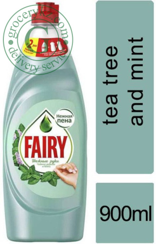 Fairy Gentle Hands dish washing liquid dish soap, tea tree and mint, 900 ml