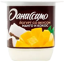 Danissimo yogurt, mango and coconut, 100 g