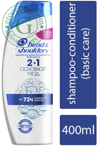 Head & Shoulders 2 in 1 shampoo and conditioner, basic care, 400 ml