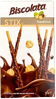 Biscolata biscuit sticks coated milk chocolate with hazelnut, 32 g