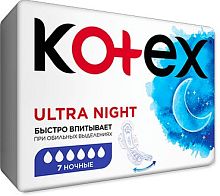 Kotex Ultra Night period pads, 7 pc