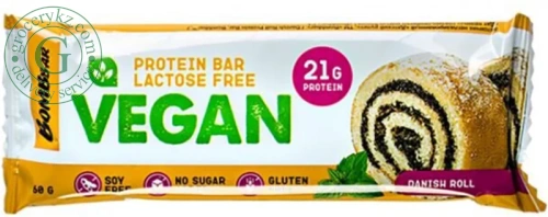 Bombbar vegan protein bar, danish roll, 60 g