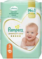 Pampers premium care diapers, size 3, 18 count