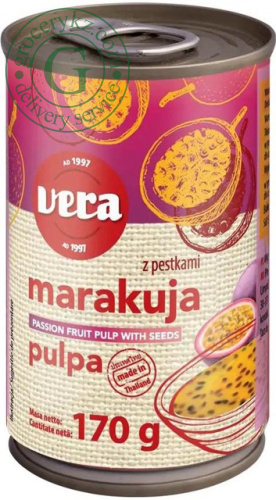 Vera passion fruit pulp with seeds, 170 g