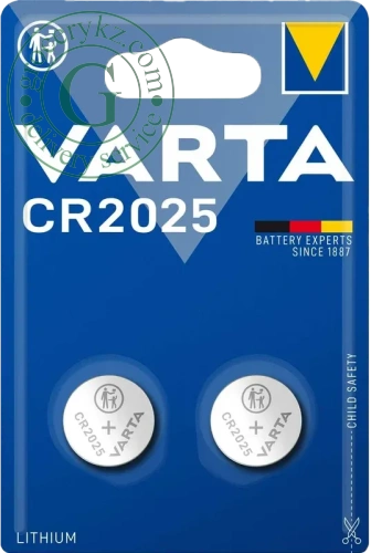 Varta CR2025 batteries, 2 pc