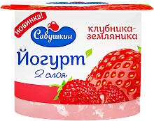 Savushkin two-layer yogurt, strawberry, 120 g