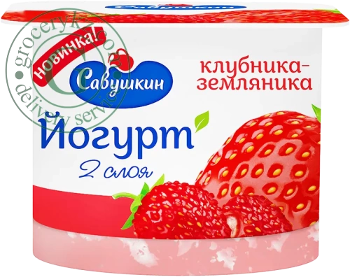 Savushkin two-layer yogurt, strawberry, 120 g