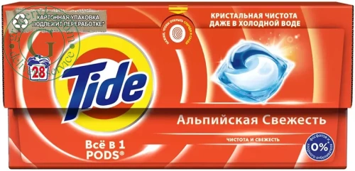 Tide All in 1 Pods laundry capsules, alpine freshness, 28 count