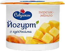 Savushkin yogurt with peach and mango pieces, 120 g