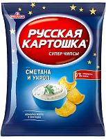 Russkaya Kartoshka potato chips, sour cream and dill, 50 g