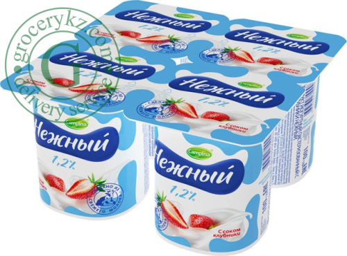 Nezhnyi yogurt with strawberry juice, 1.2%, 4 in 1, 400 g