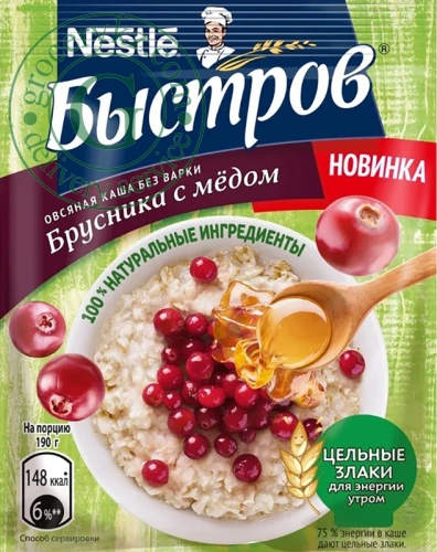 Nestle Bystrov instant oatmeal, lingonberry and honey, 40 g