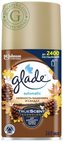 Glade air freshener, cashmere and sandalwood, automatic spray refill, 269 ml