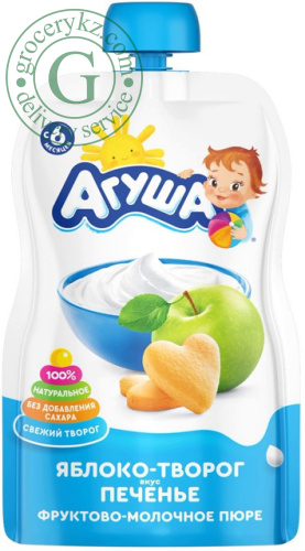 Agusha baby puree, apple, cottage cheese and cookies, 90 g