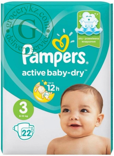 Pampers active baby-dry diapers, size 3, 22 count